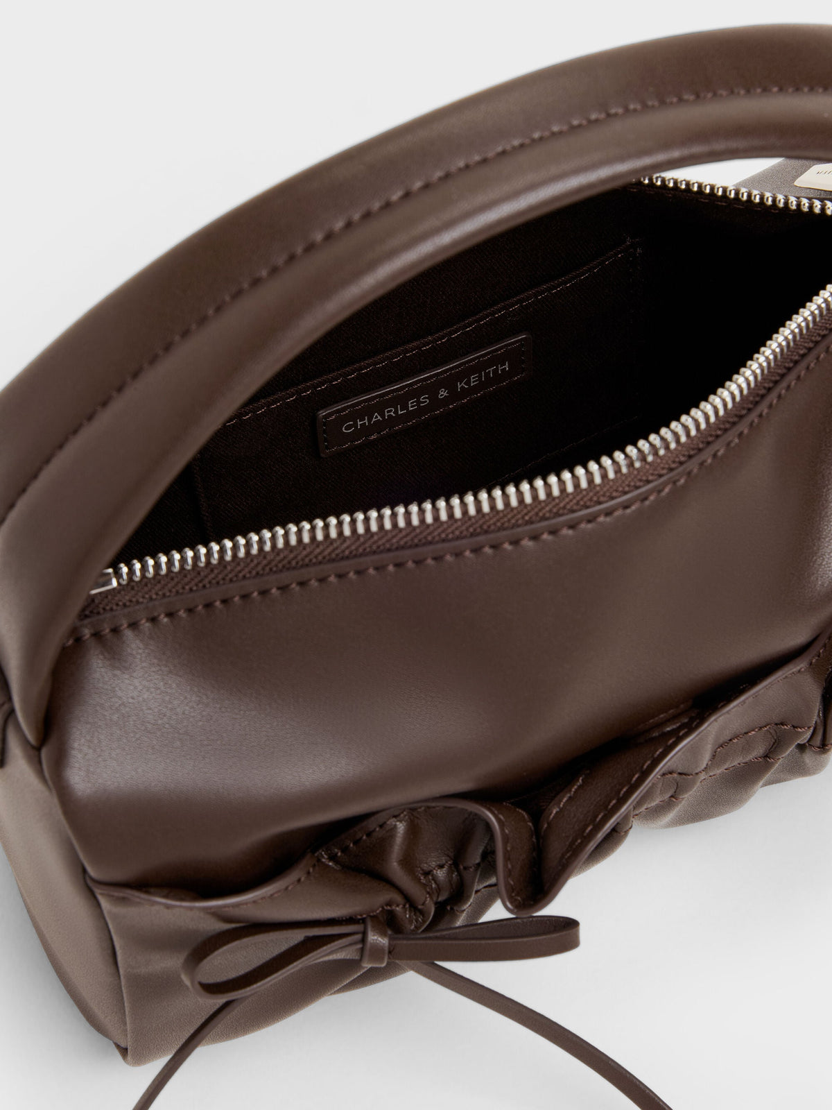CHARLES & KEITH Special Offer / Reese Ruched Bow Top Handle Bag - Espresso Brown