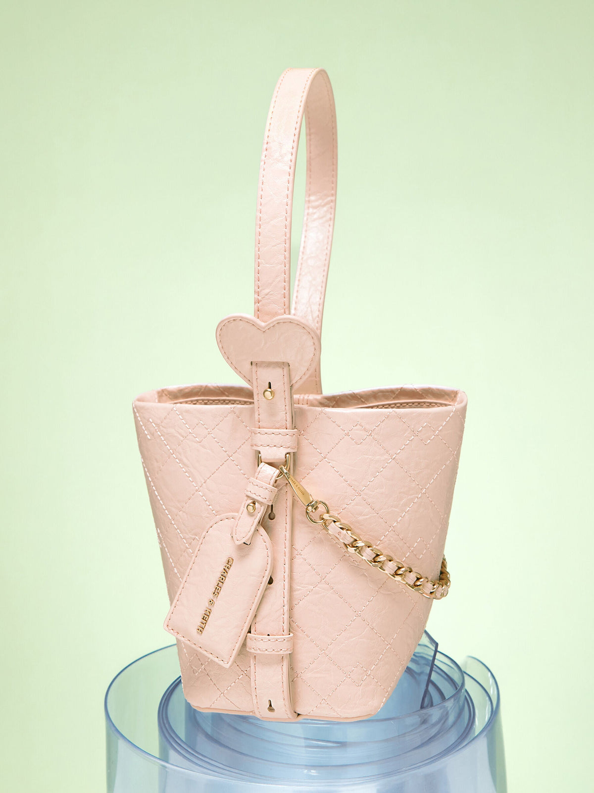 CHARLES & KEITH Customer Favorite / Duo Quilted Chain Bucket Bag - Soft Pink