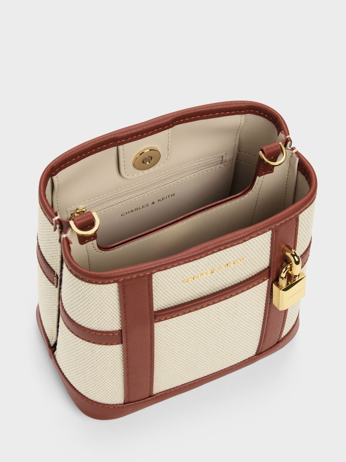 CHARLES & KEITH Quality / Scottie Canvas Bucket Bag - Brick