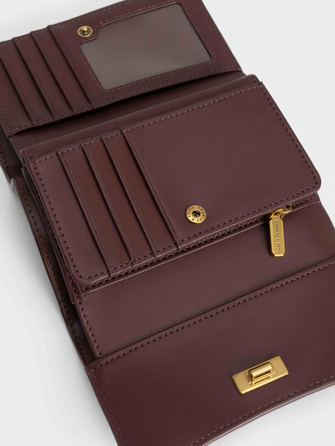 CHARLES & KEITH Classic / Huxley Metallic-Knot Wallet - Dark Chocolate