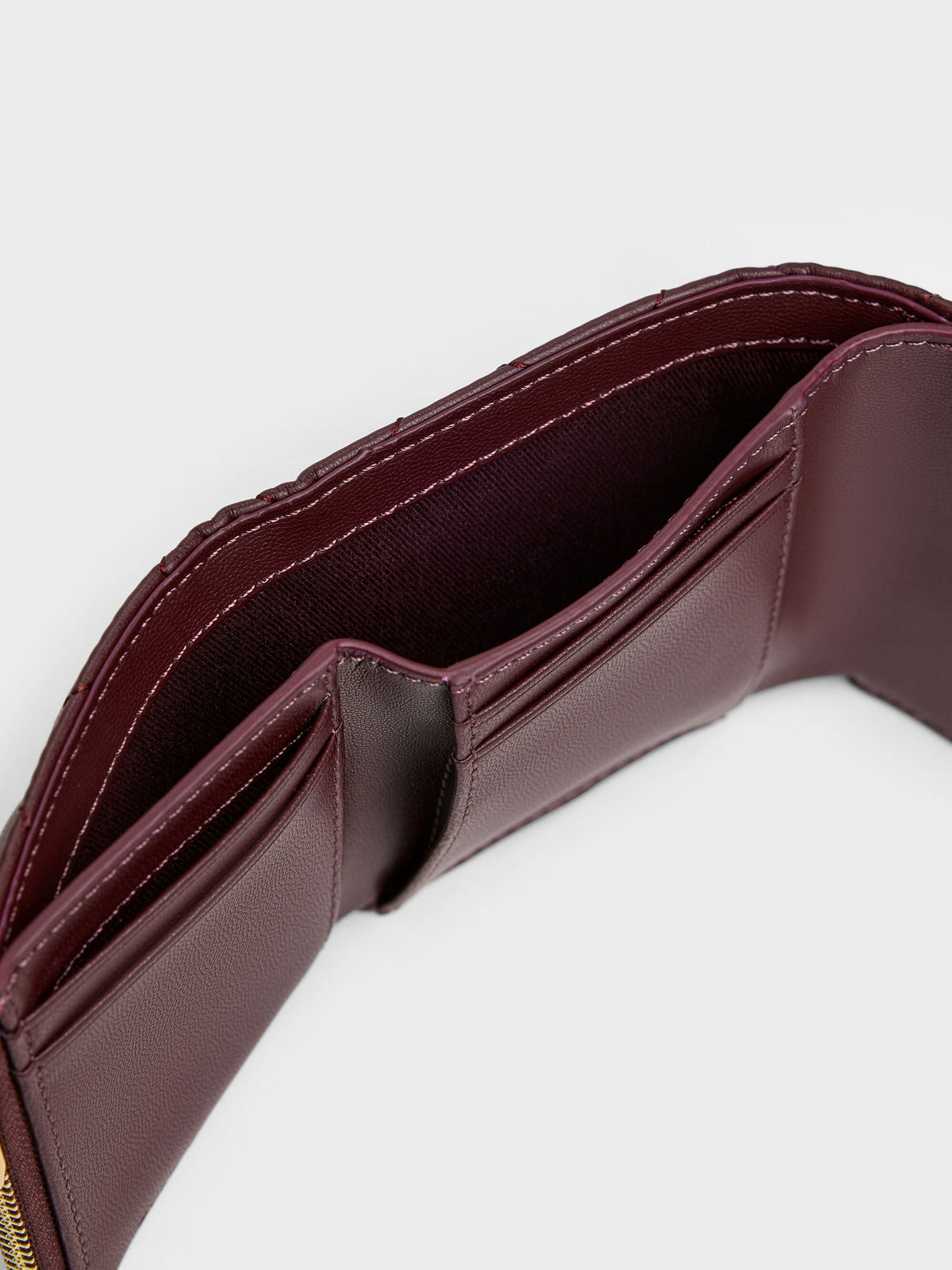CHARLES & KEITH Sale / Arrietty Quilted Curved-Flap Wallet - Wineberry Red