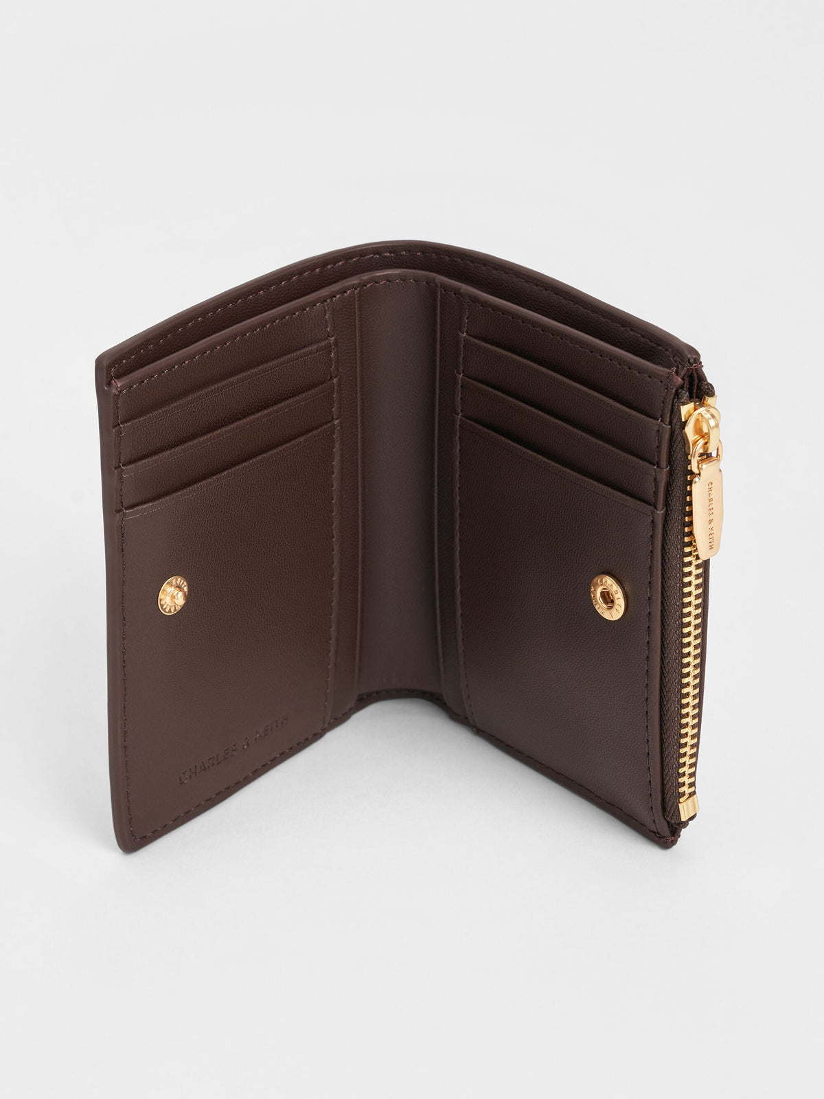 CHARLES & KEITH Latest / Midori Geometric Top-Zip Wallet - Espresso Brown