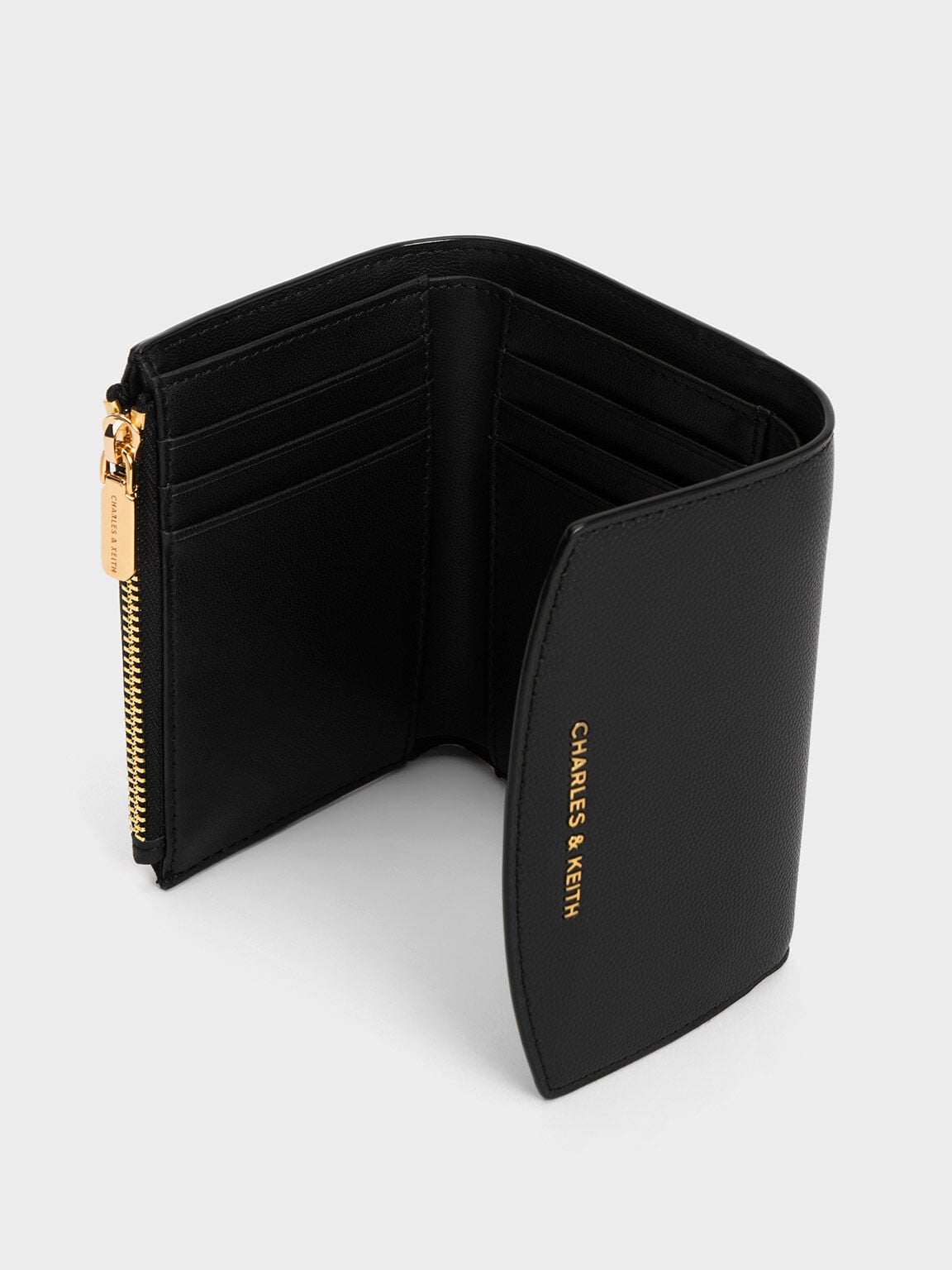 CHARLES & KEITH Signature / Briony Curved Flap Wallet - Black