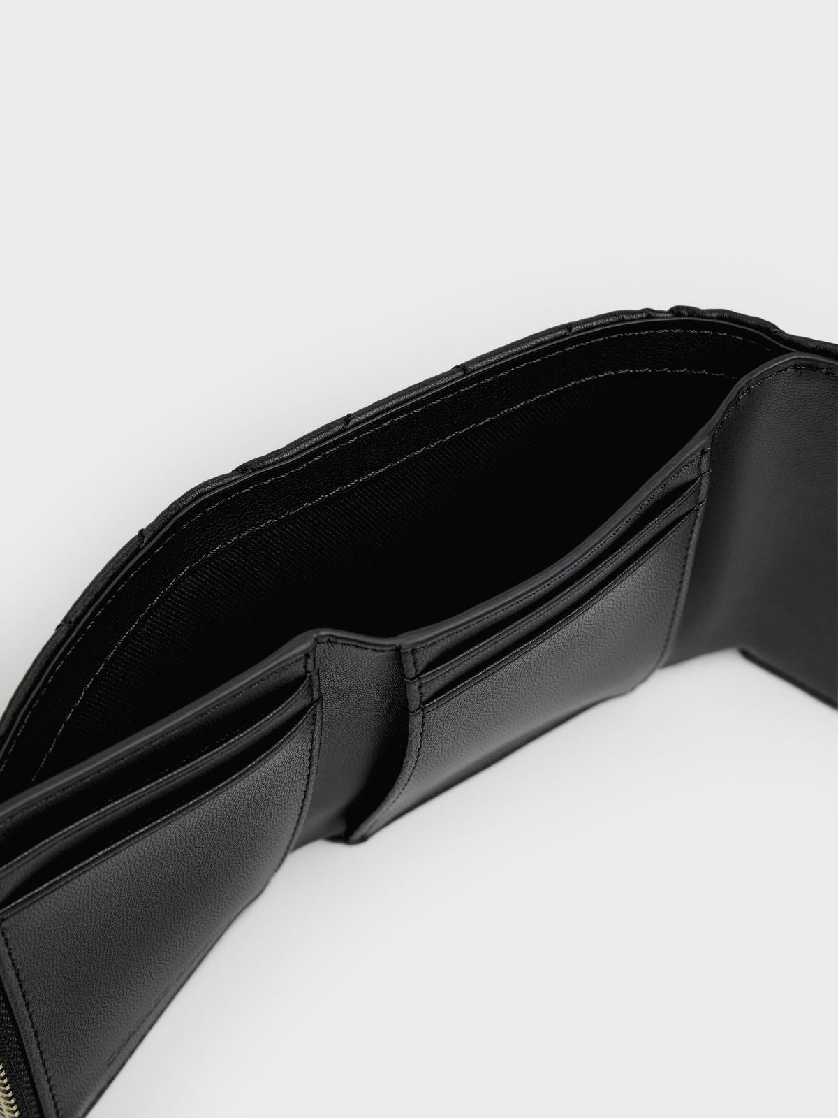 CHARLES & KEITH Value / Arrietty Quilted Curved-Flap Wallet - Black