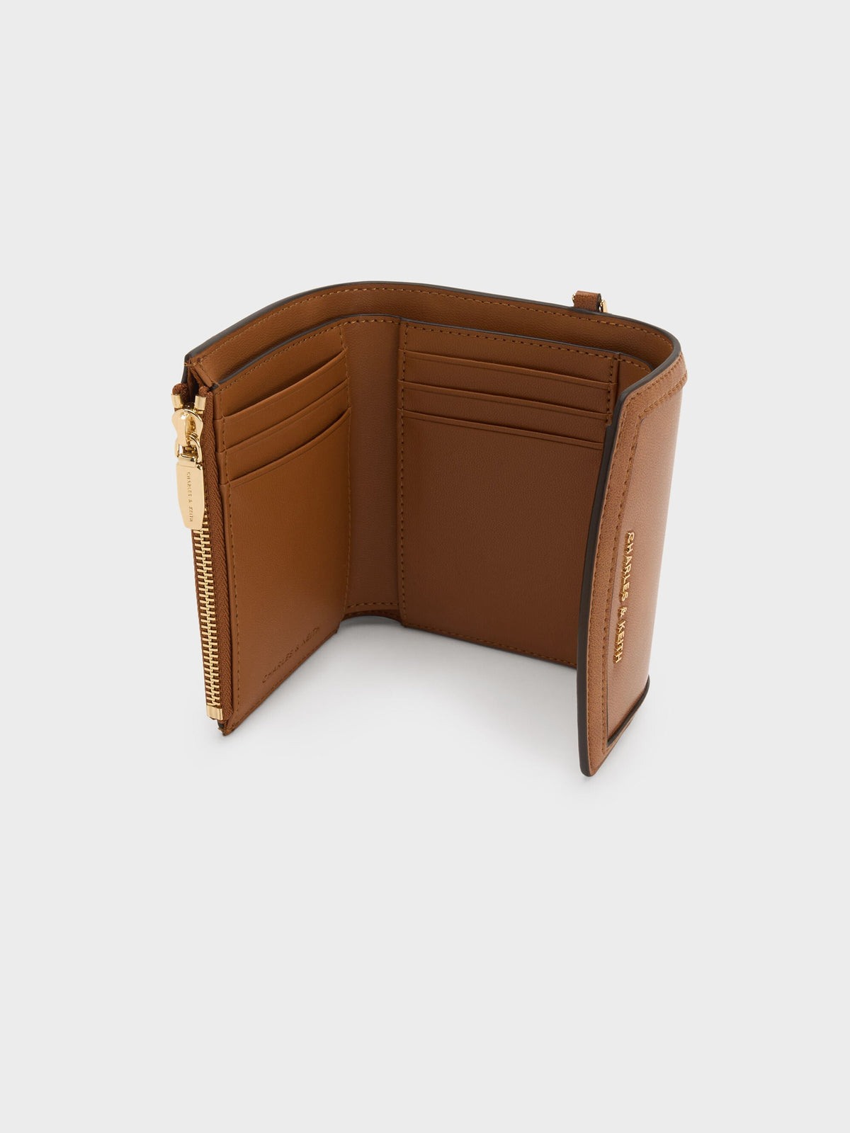 CHARLES & KEITH Customer Favorite / Haylen Front-Flap Small Wallet - Distressed Tan