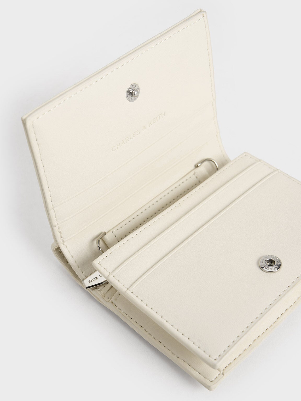 CHARLES & KEITH Best Seller / Cassia Quilted Wallet On Chain - Cream