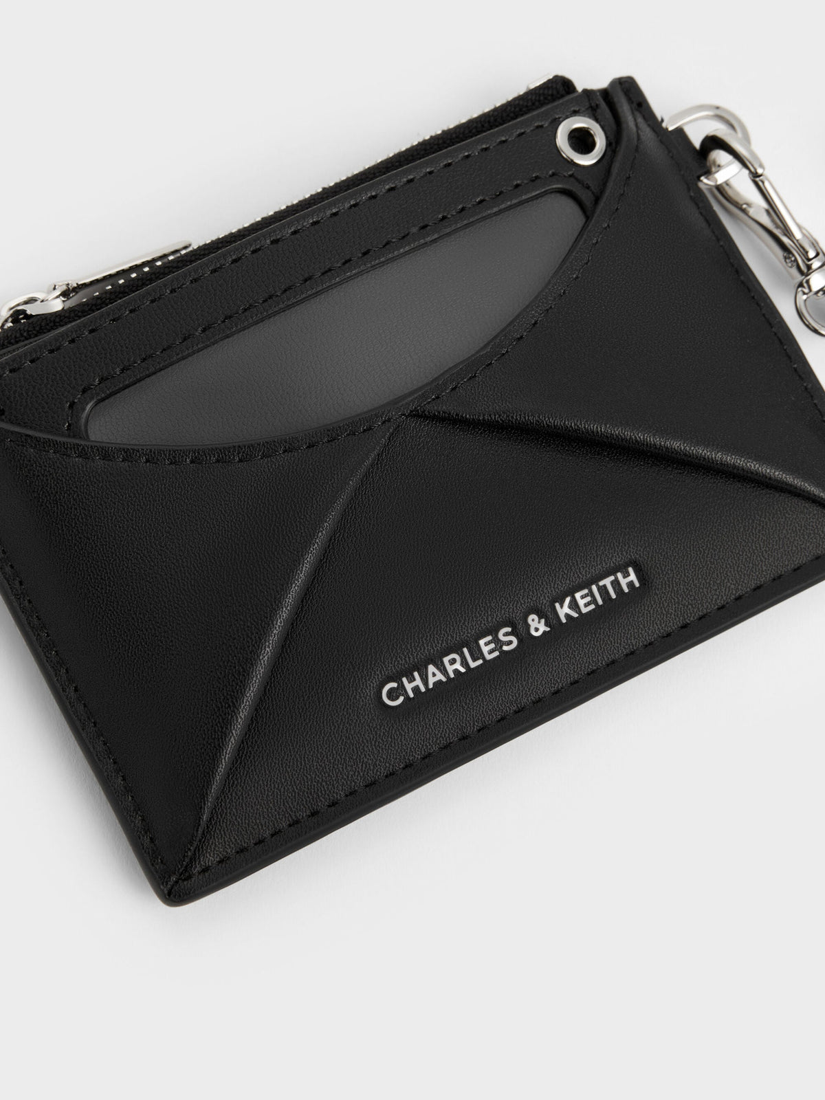 CHARLES & KEITH Best Seller / Hazel Bow Panelled Card Holder - Noir
