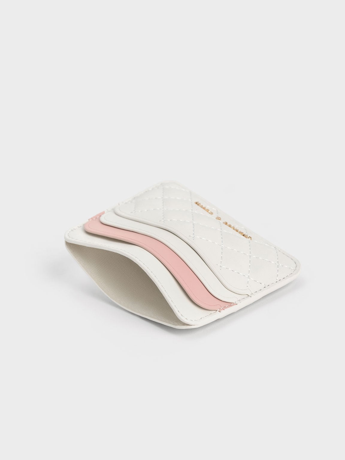 CHARLES & KEITH Best Price / Cleo Two-Tone Quilted Card Holder - Cream