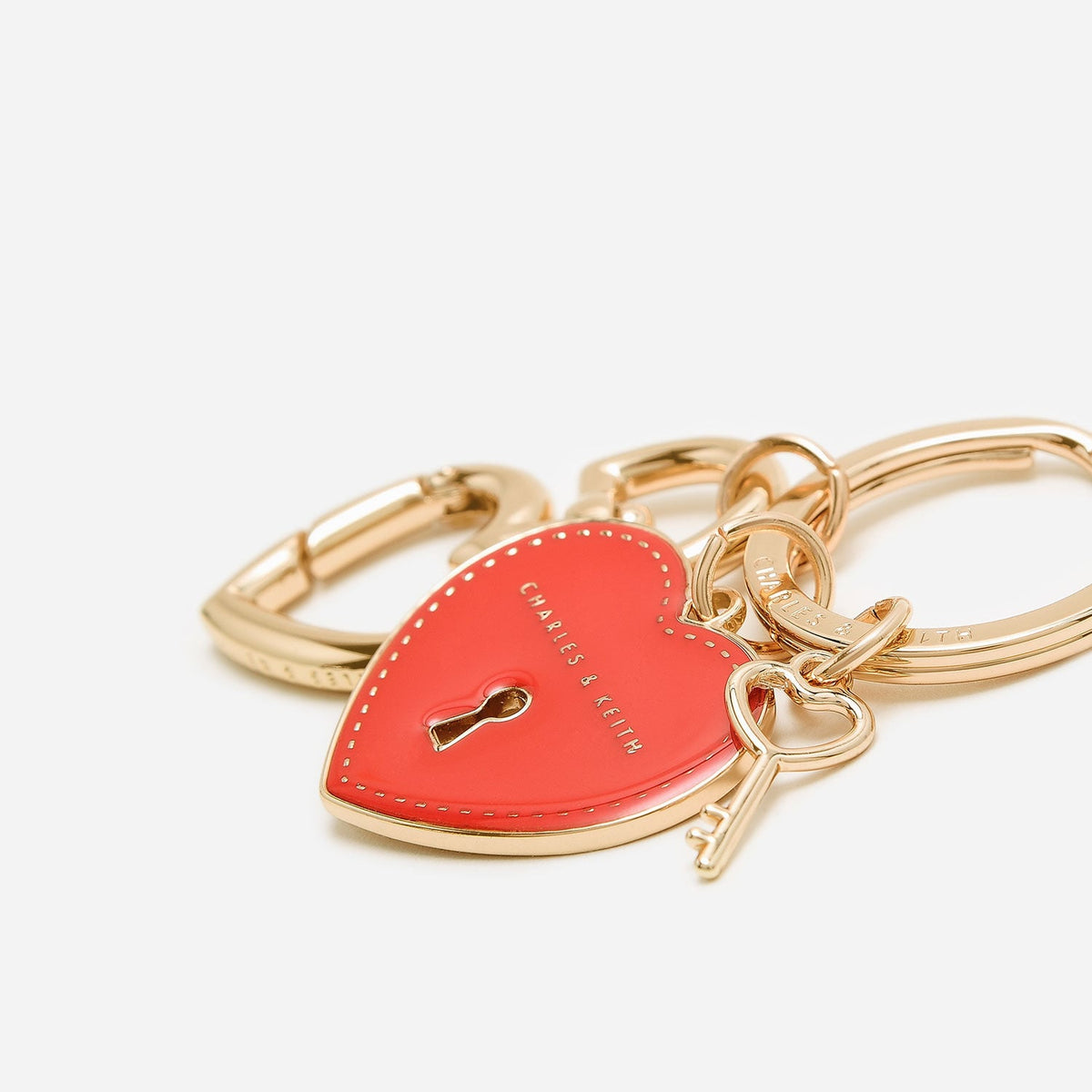 CHARLES & KEITH Quality / Heart Lock Keychain - Red