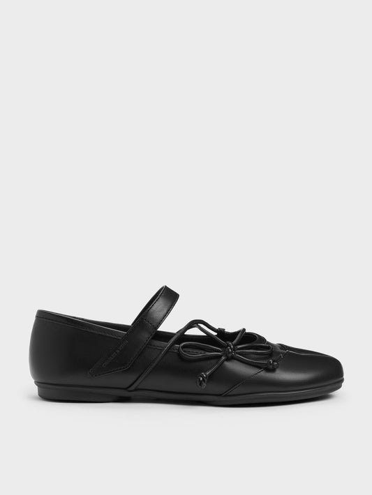CHARLES & KEITH Smart Buy / Aether Lace-Up Split-Toe Mary Jane Flats - Black