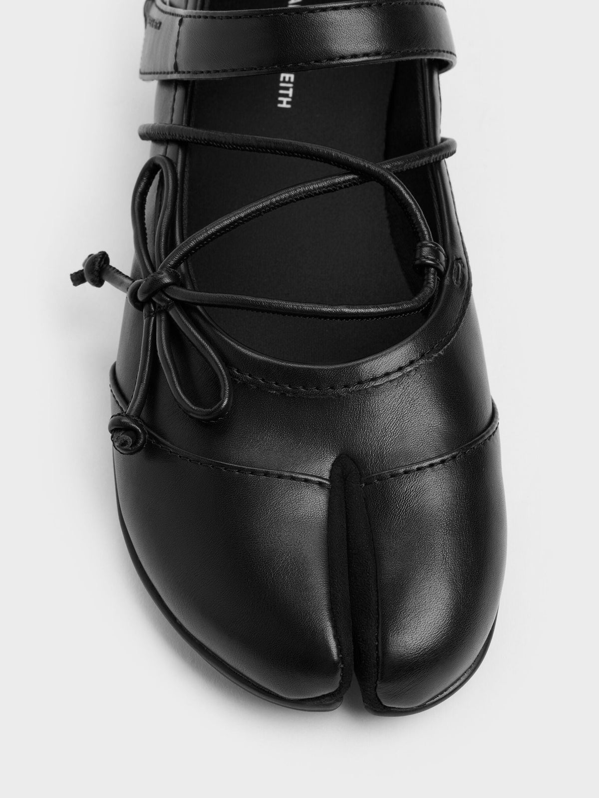 CHARLES & KEITH Smart Buy / Aether Lace-Up Split-Toe Mary Jane Flats - Black