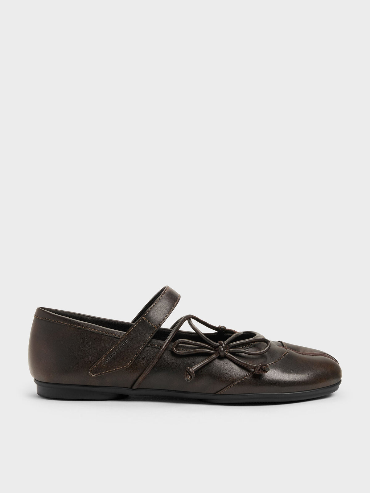 CHARLES & KEITH Best Price / Aether Lace-Up Split-Toe Mary Jane Flats - Brown