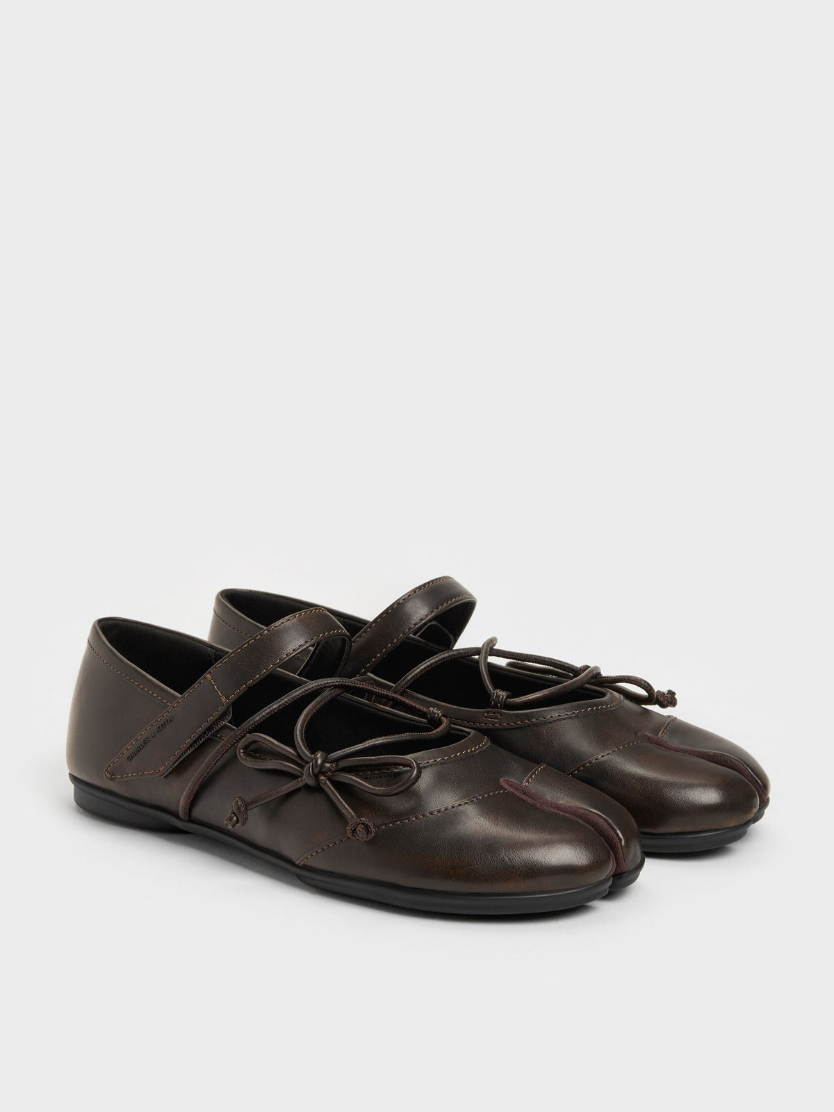 CHARLES & KEITH Best Price / Aether Lace-Up Split-Toe Mary Jane Flats - Brown