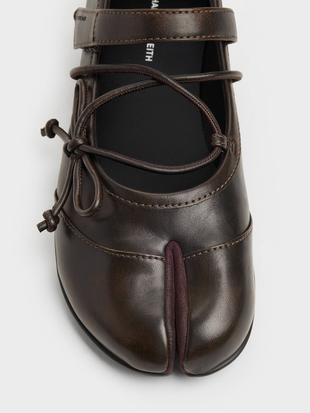 CHARLES & KEITH Best Price / Aether Lace-Up Split-Toe Mary Jane Flats - Brown