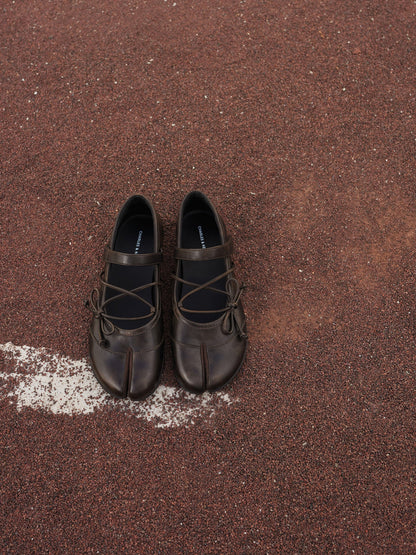 CHARLES & KEITH Best Price / Aether Lace-Up Split-Toe Mary Jane Flats - Brown