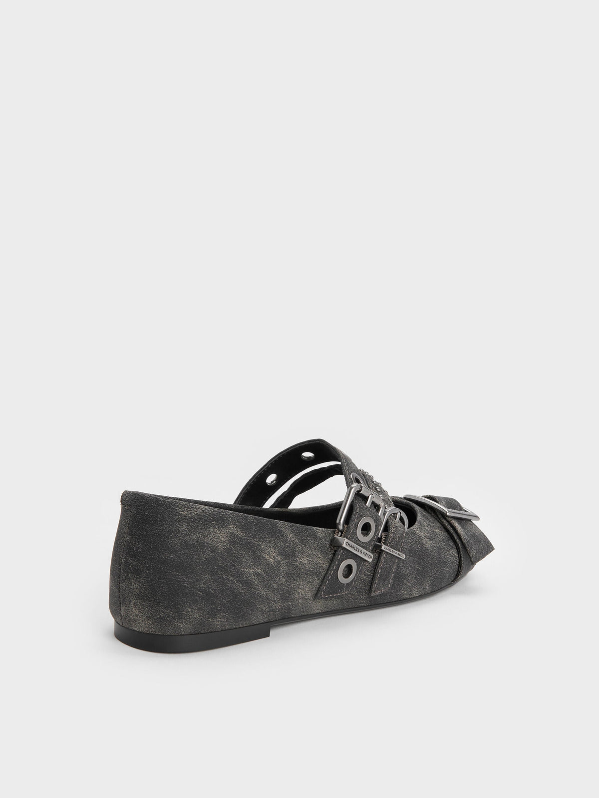 CHARLES & KEITH Special Offer / Aether Grommet Studded Mary Jane Flats - Dark Grey