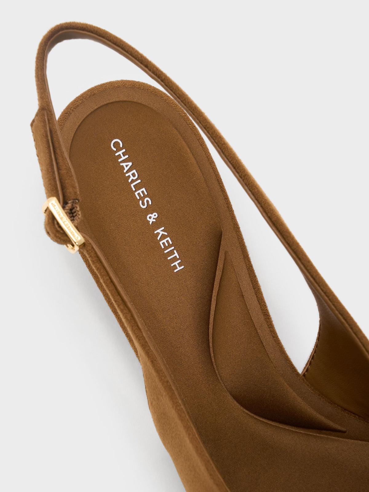 CHARLES & KEITH Classic / Emelia Faux Suede Slingback Flats - Camel