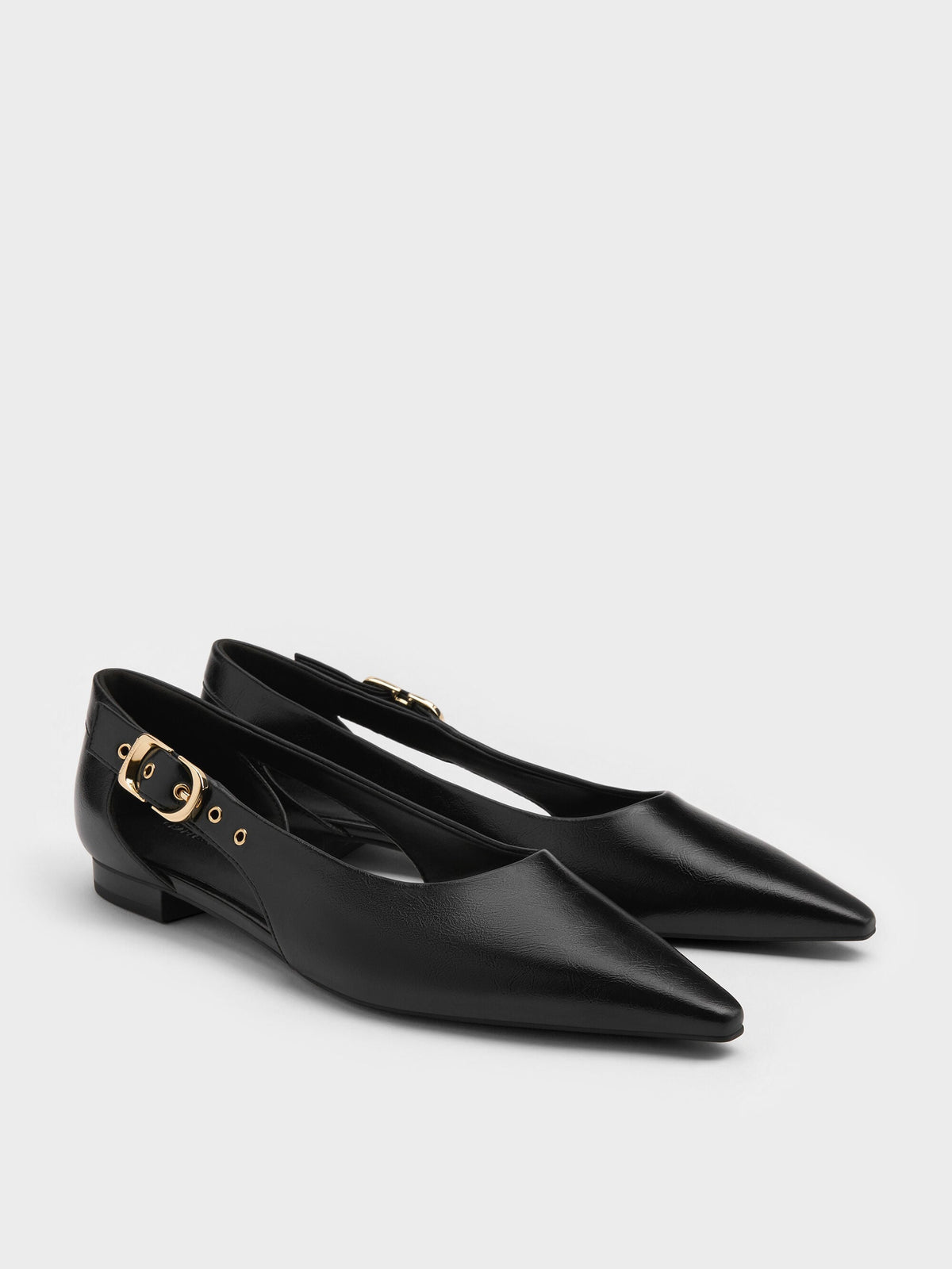 CHARLES & KEITH Recommended / Buckled Cut-Out Ballet Flats - Black