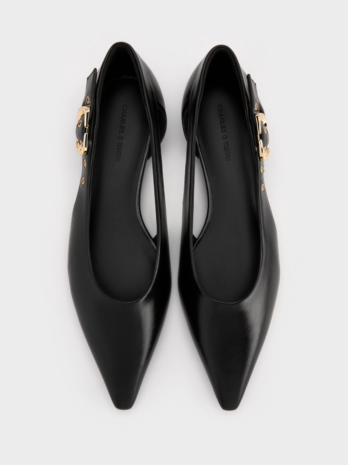 CHARLES & KEITH Recommended / Buckled Cut-Out Ballet Flats - Black
