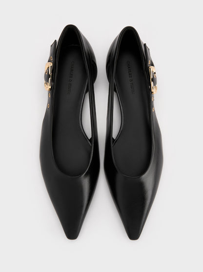 CHARLES & KEITH Recommended / Buckled Cut-Out Ballet Flats - Black