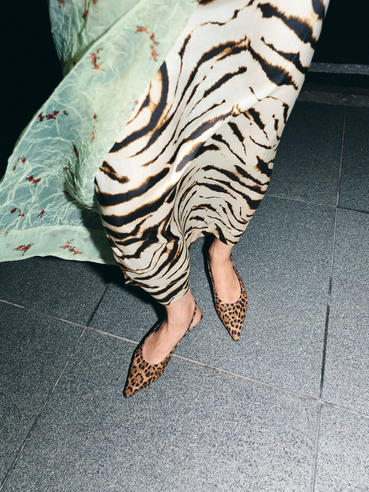 CHARLES & KEITH Special Offer / Emelia Leopard-Print Slingback Flats - Animal Print Natural