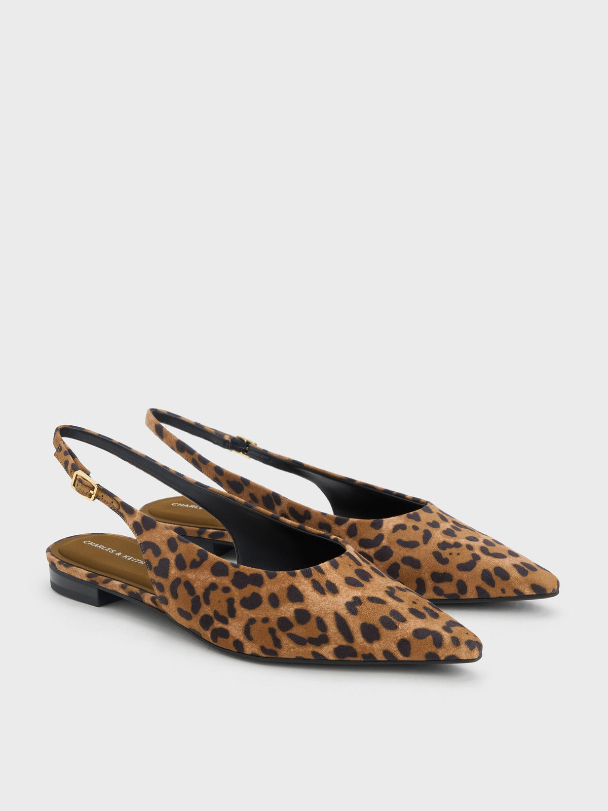 CHARLES & KEITH Special Offer / Emelia Leopard-Print Slingback Flats - Animal Print Natural