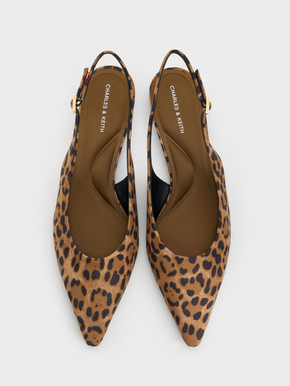 CHARLES & KEITH Special Offer / Emelia Leopard-Print Slingback Flats - Animal Print Natural