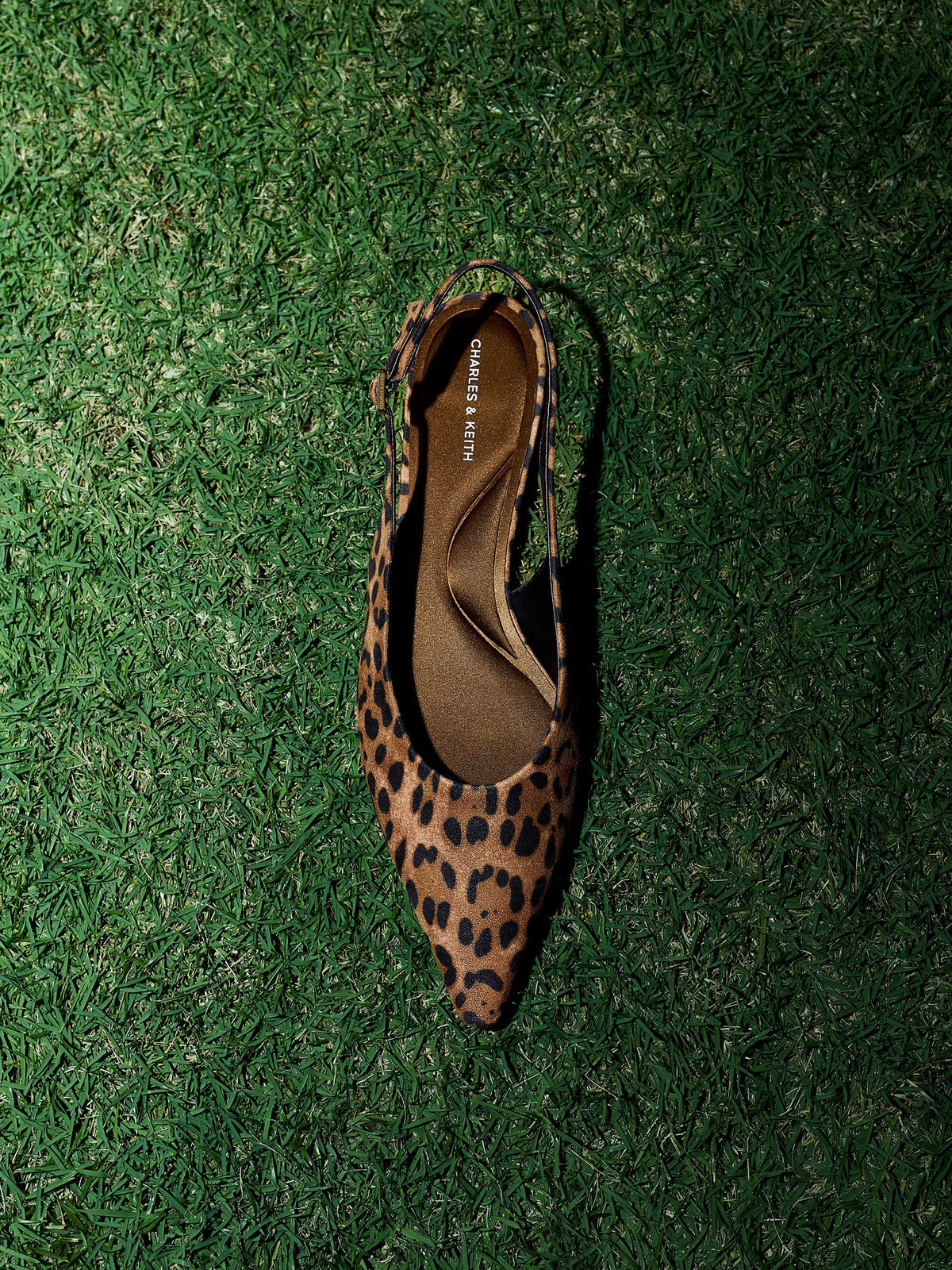 CHARLES & KEITH Special Offer / Emelia Leopard-Print Slingback Flats - Animal Print Natural