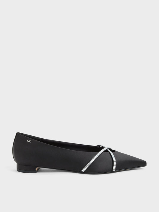 CHARLES & KEITH Great Value / Gem Crossover Ballet Flats - Black Textured