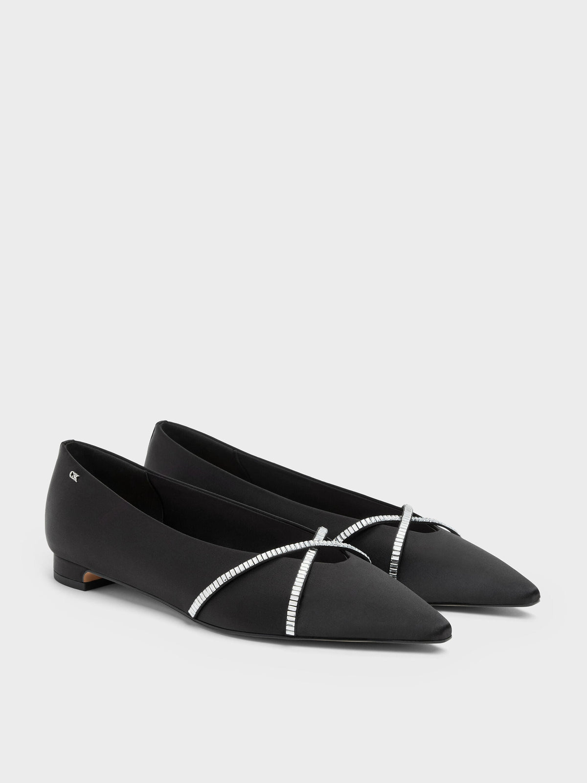 CHARLES & KEITH Great Value / Gem Crossover Ballet Flats - Black Textured
