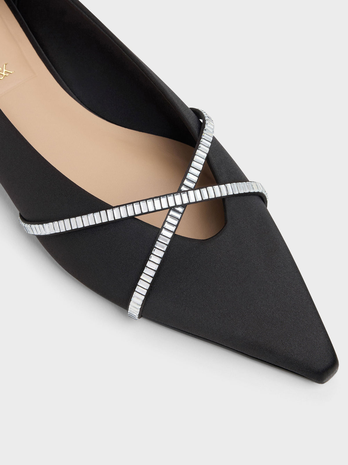 CHARLES & KEITH Great Value / Gem Crossover Ballet Flats - Black Textured