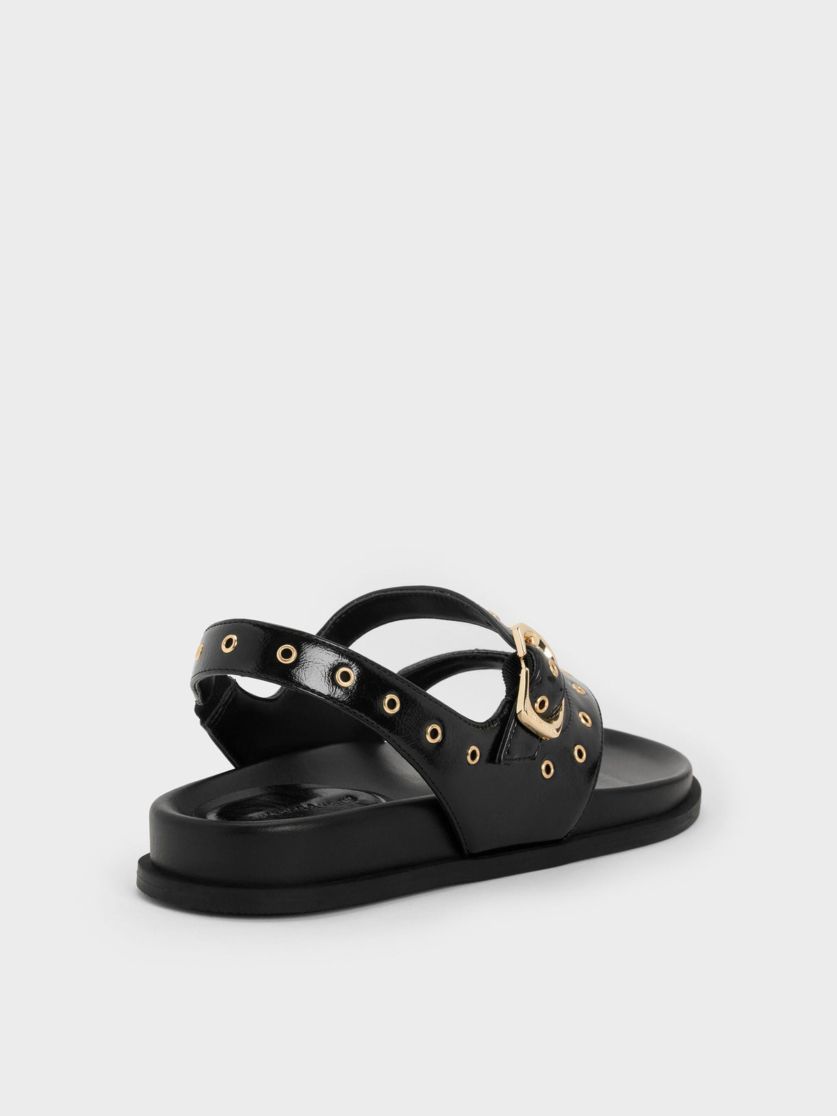 CHARLES & KEITH Classic / Grommet Thong Slingback Sandals - Black