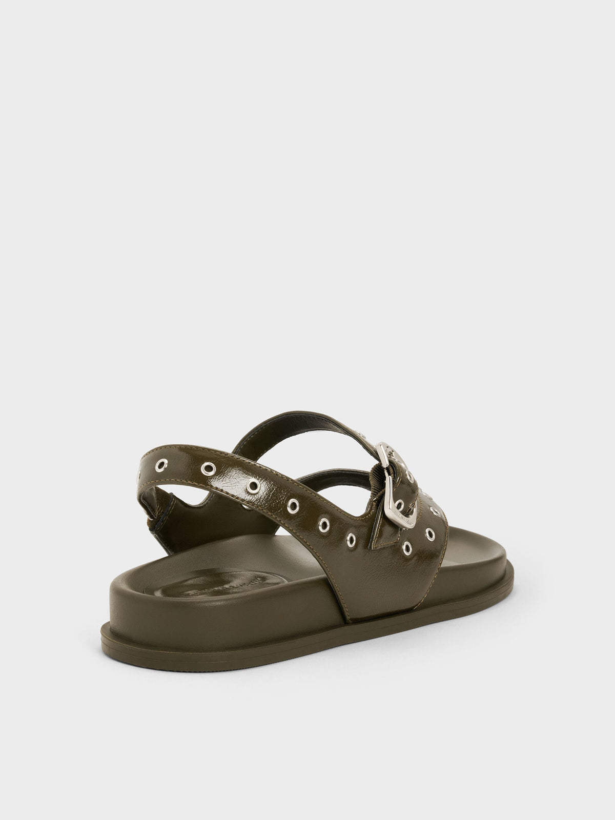 CHARLES & KEITH Discount / Grommet Thong Slingback Sandals - Olive