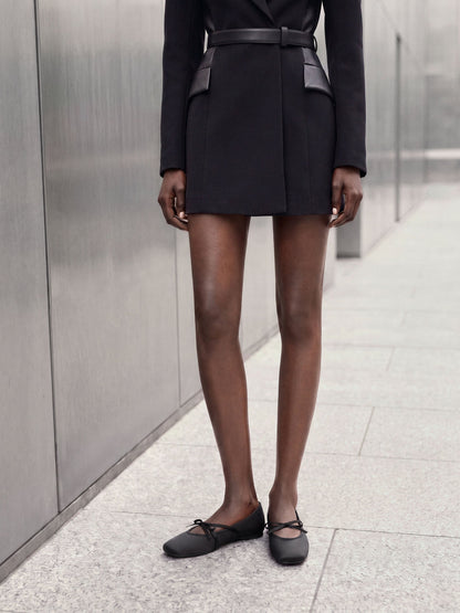CHARLES & KEITH Latest / Satin Bow Ballet Flats - Black Textured