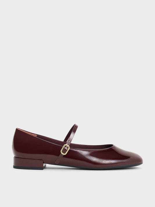 CHARLES & KEITH Recommended / Gertrude Patent Mary Janes - Burgundy