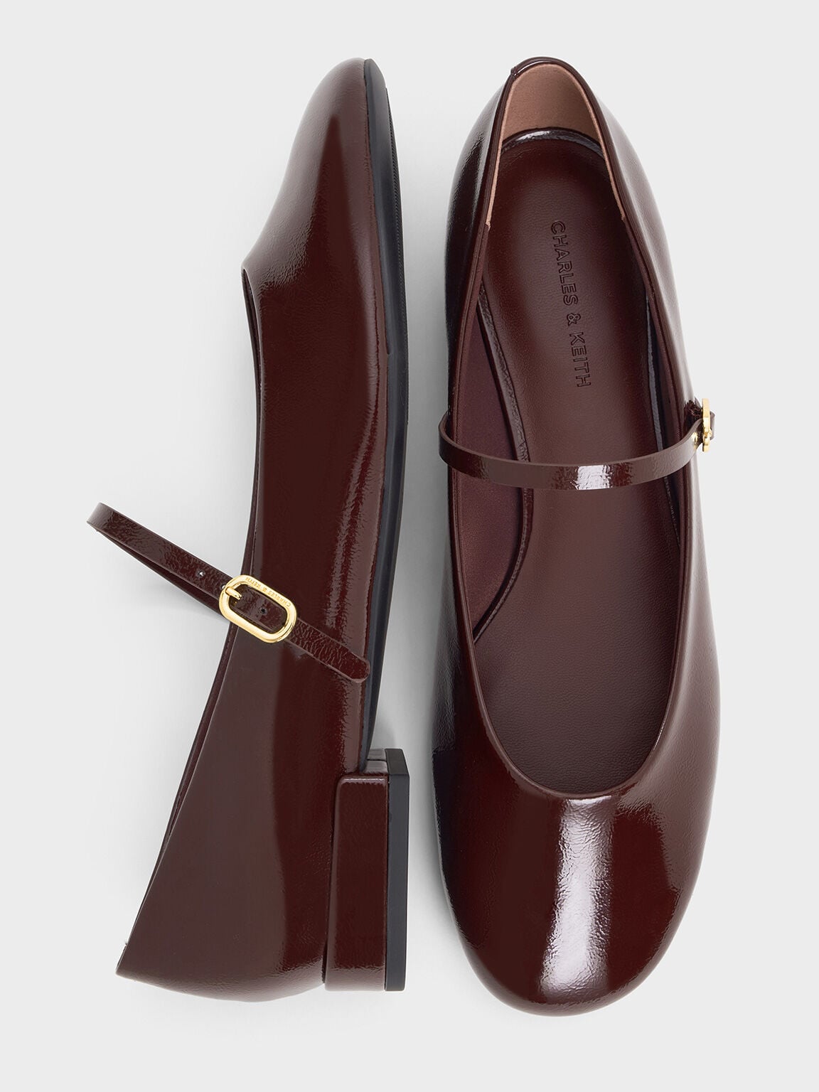 CHARLES & KEITH Recommended / Gertrude Patent Mary Janes - Burgundy