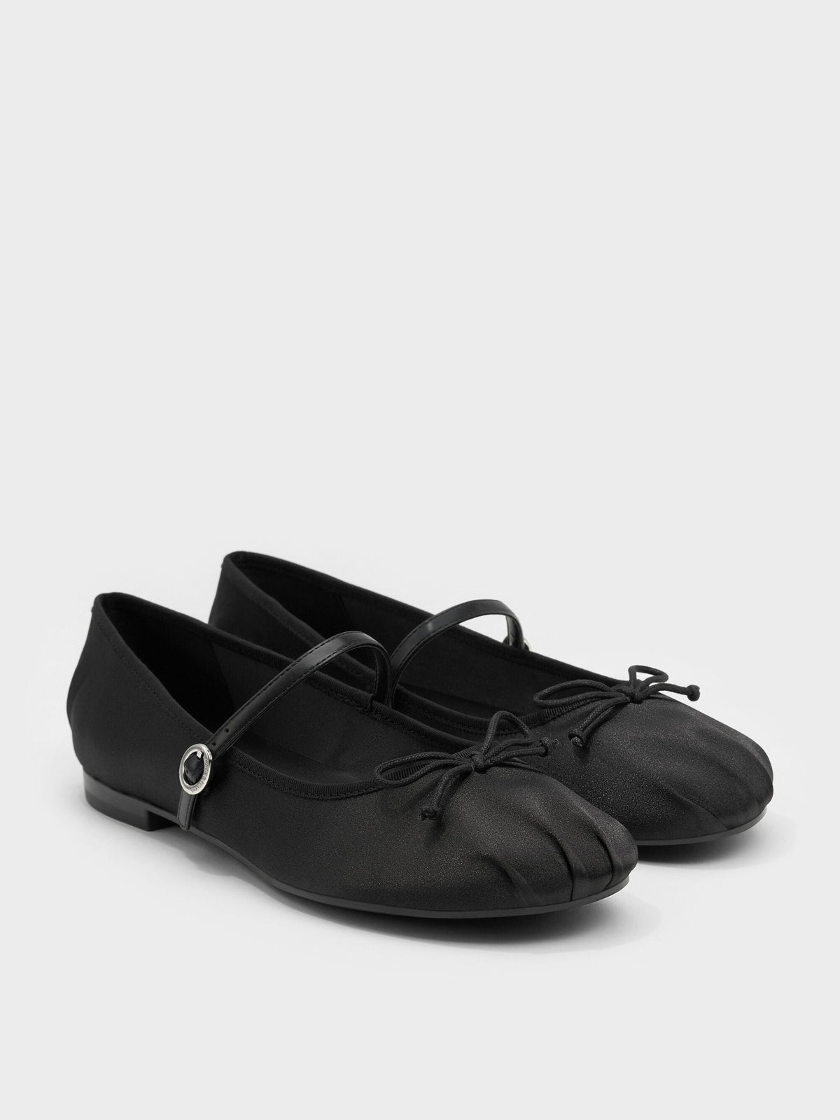 CHARLES & KEITH Customer Favorite / Emiko Satin Bow Mary Jane Flats - Black