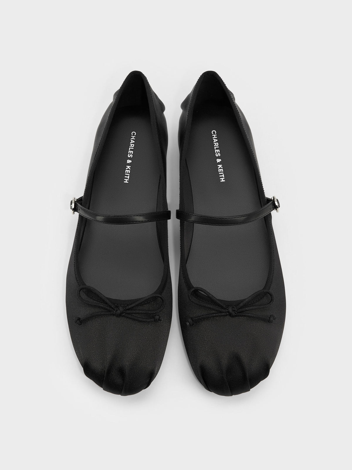 CHARLES & KEITH Customer Favorite / Emiko Satin Bow Mary Jane Flats - Black