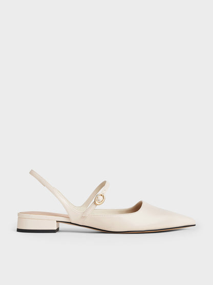 CHARLES & KEITH Great Value / Roxane Slingback Mary Jane Flats - Chalk