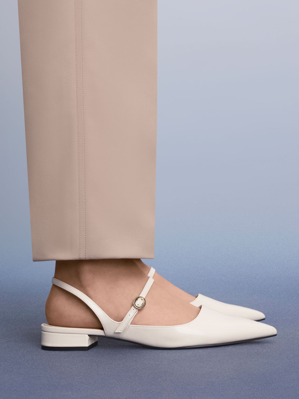 CHARLES & KEITH Great Value / Roxane Slingback Mary Jane Flats - Chalk