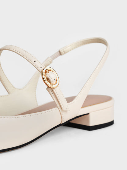 CHARLES & KEITH Great Value / Roxane Slingback Mary Jane Flats - Chalk