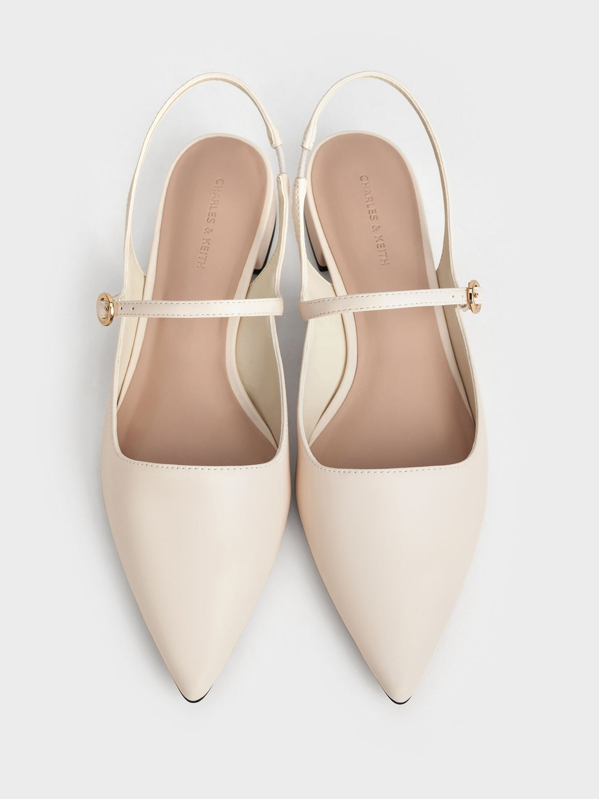 CHARLES & KEITH Great Value / Roxane Slingback Mary Jane Flats - Chalk