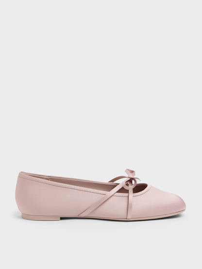 CHARLES & KEITH Value / Satin Bow Ballet Flats - Pink