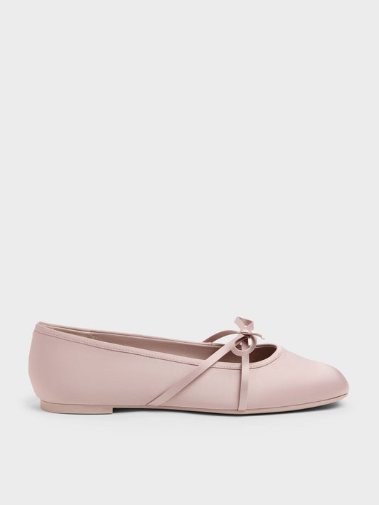CHARLES & KEITH Value / Satin Bow Ballet Flats - Pink