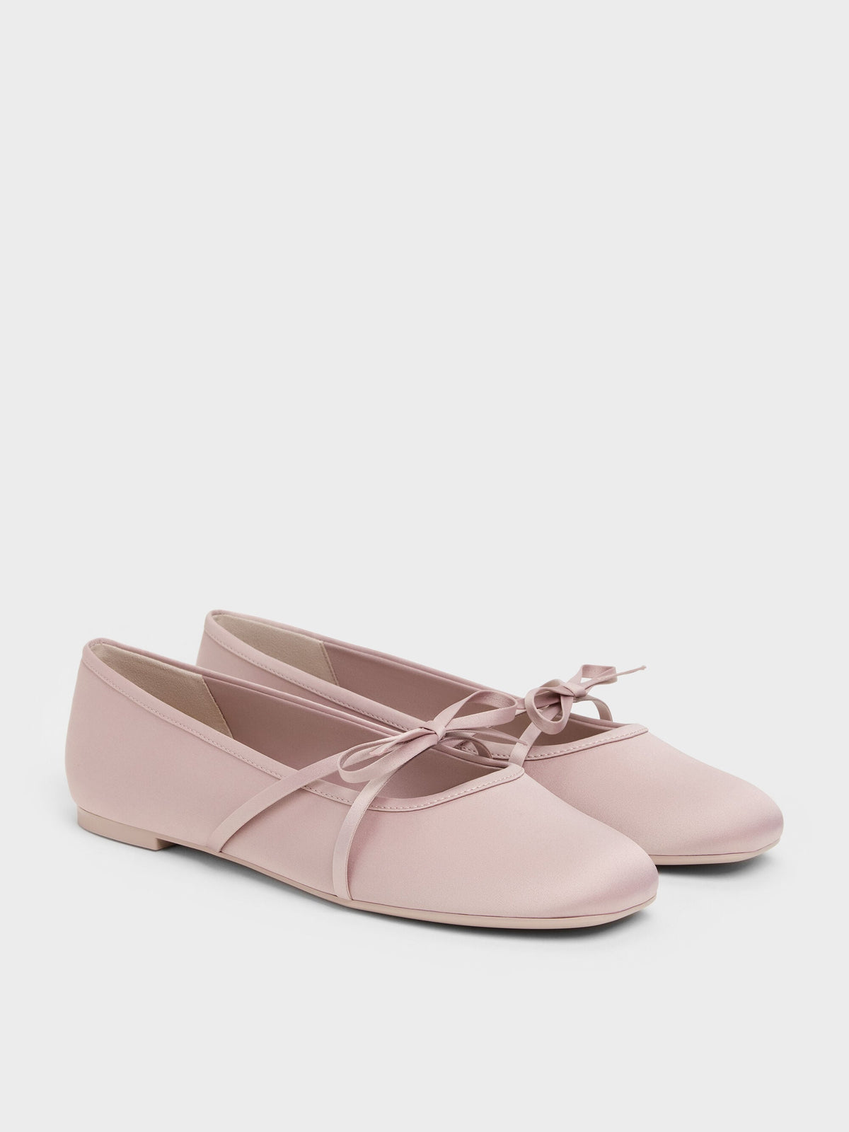 CHARLES & KEITH Value / Satin Bow Ballet Flats - Pink