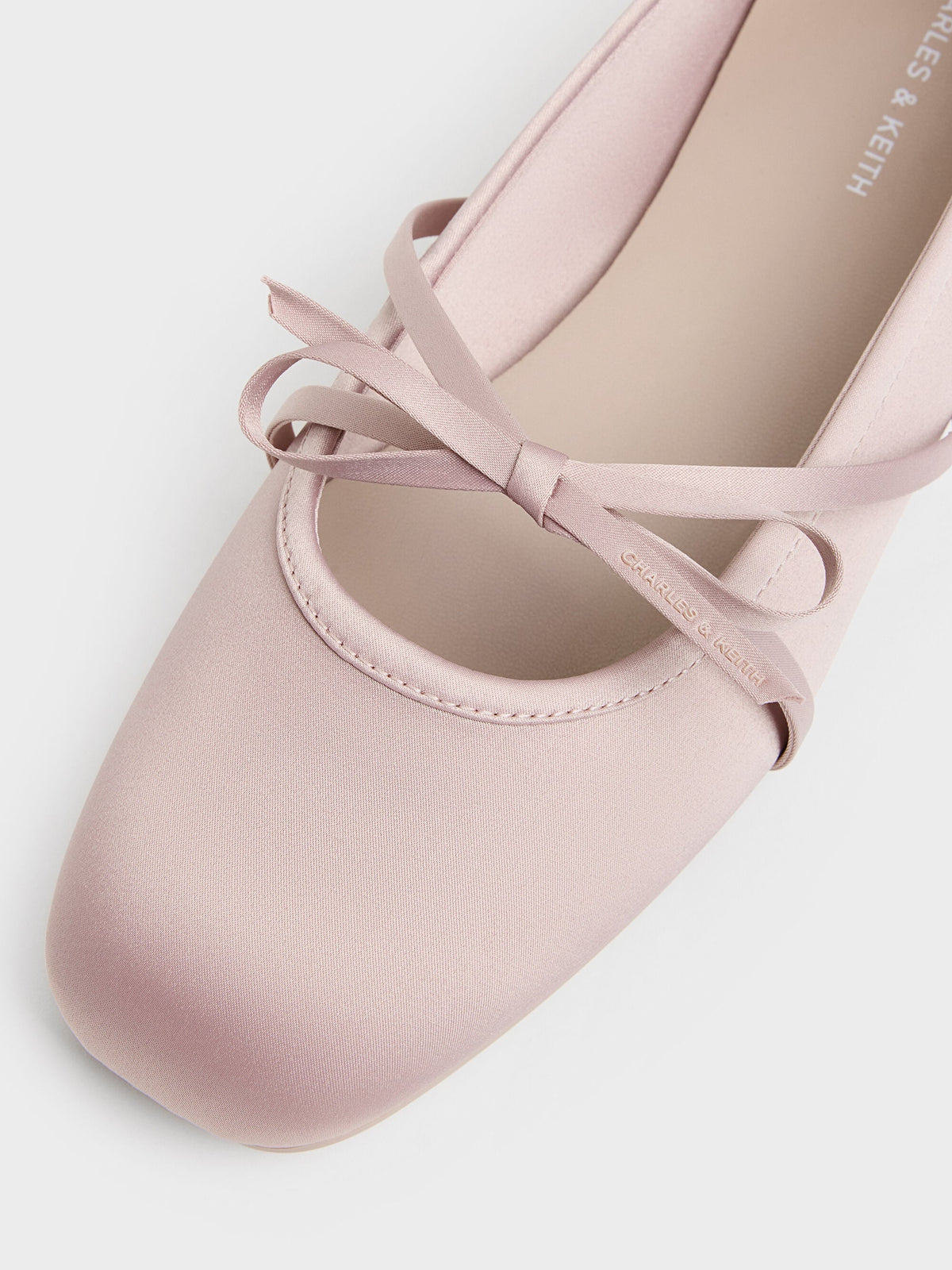 CHARLES & KEITH Value / Satin Bow Ballet Flats - Pink
