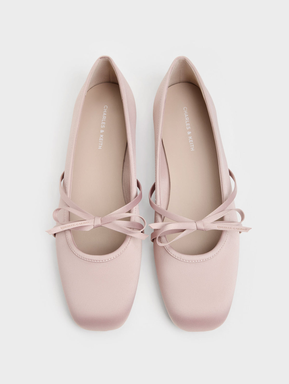 CHARLES & KEITH Value / Satin Bow Ballet Flats - Pink