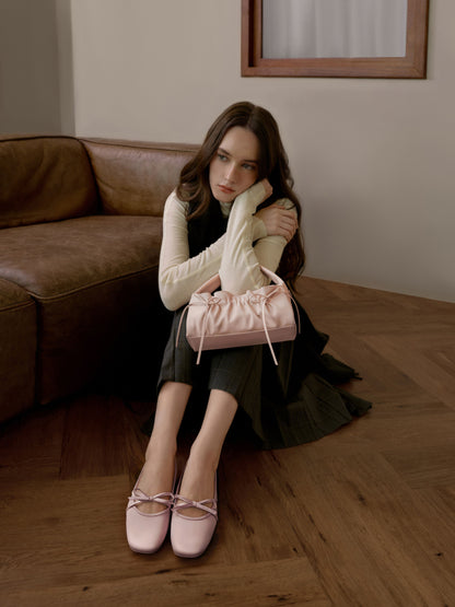 CHARLES & KEITH Value / Satin Bow Ballet Flats - Pink