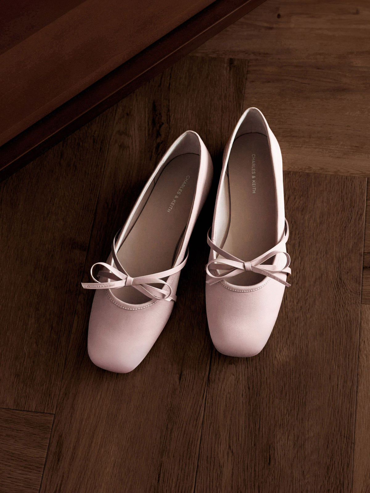 CHARLES & KEITH Value / Satin Bow Ballet Flats - Pink