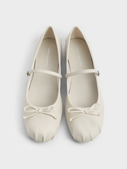 CHARLES & KEITH Best Price / Emiko Bow Mary Jane Flats - Chalk